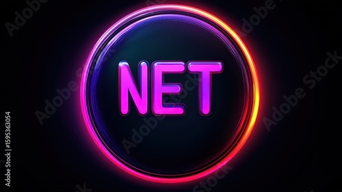 Neon .NET Logo Design: Vibrant, Glowing Circle