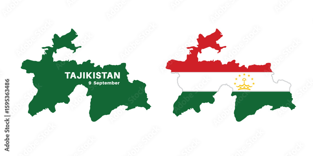 Obraz premium tajikistan flag and map set. tajikistan flag in official colors and proportions., map