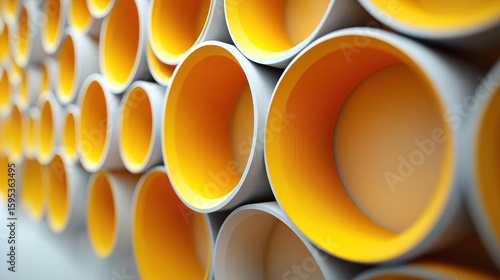 Abstract Yellow and Grey Cylinders Background: A Modern Artistic Composition