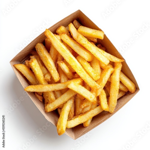 A wooden box filled with french fries