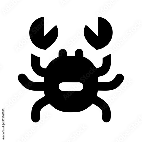 Crab Icon Illustration Simple, Vector Design of a Sea Creature with Prominent Claws on White Background for Nautical and Coastal Designs