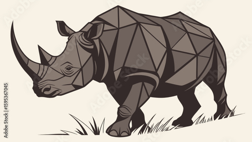 Geometric rhino illustration vector art for wildlife conservation africa animal safari nature design