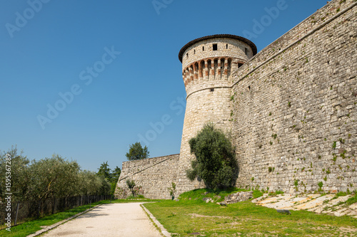Tower and walls of a Castle, Brescia, Italy