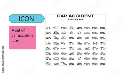 A set of car accidents line art editable icon,.