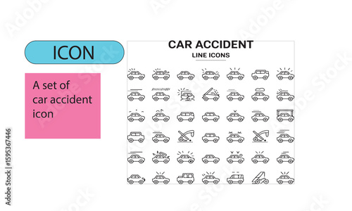 A set of car accidents line art editable icon,.