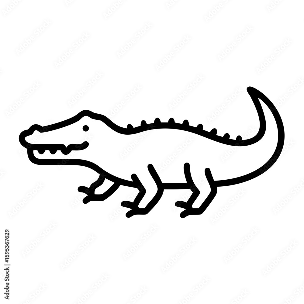 Fototapeta premium Crocodile Side Profile Illustration Simplified Black and White Design for Wildlife Enthusiasts & Graphic Projects