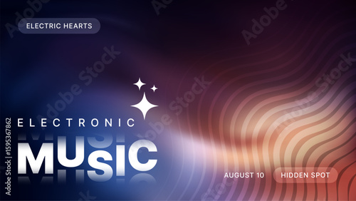 Electronic music party poster with dark background and geometric wave pattern for club event promotion.