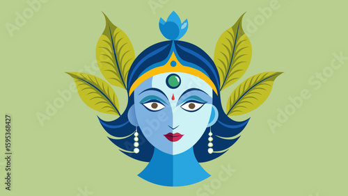 Minimalistic Krishna Face With Mor Pankh