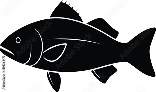 Asian Sea Bass Barramundi silhouette vector art illustration