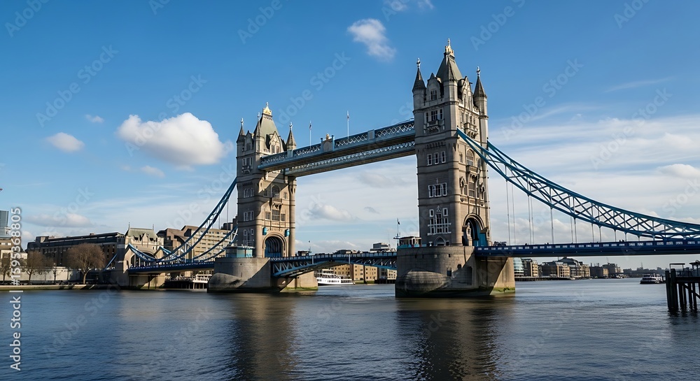 Obraz premium Iconic Tower Bridge over River Thames on a Sunny Day Depicting London's Architectural Majesty