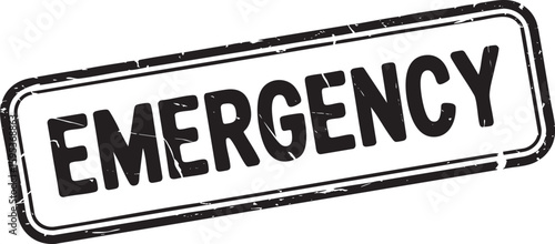 Distressed Emergency Rubber Stamp Vector Graphic: Urgent Situation Alert with Grunge Texture and Bold Typography on Transparent Backdrop for Critical Notifications