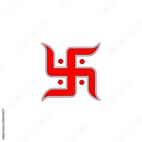 traditional hindu swastika symbol in red with maroon border isolated on white background representing spiritual and festive indian culture concept	