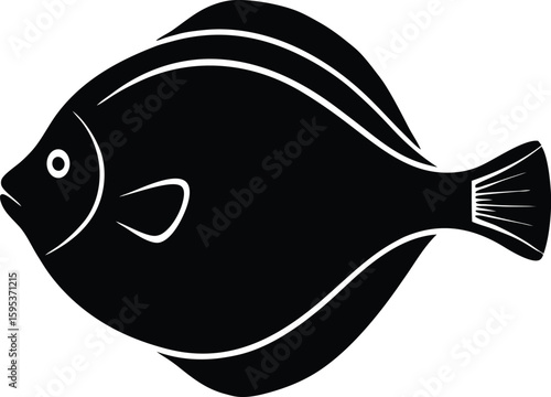 Flounder silhouette vector art illustration