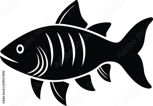 Goliath Tigerfish silhouette vector art illustration