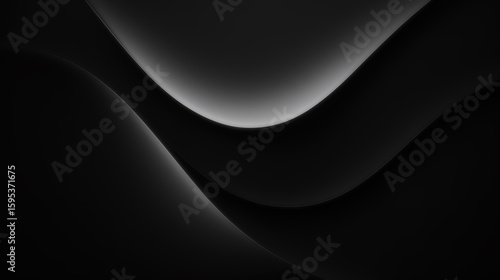 Elegant abstract background with smooth black and gray waves. Modern, minimal, and sophisticated design