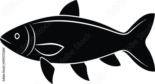 Mahseer silhouette vector art illustration