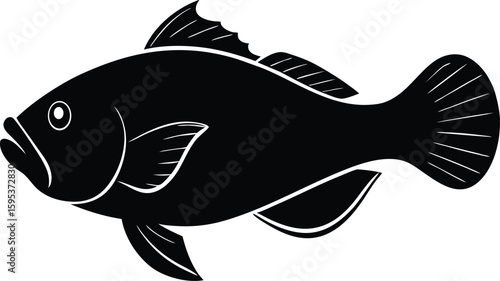 Monkfish silhouette vector art illustration