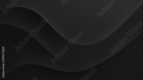 Minimalist black background with smooth, elegant waves. Modern and dark design for wallpapers and banners