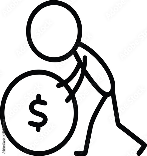 struggle for money earning icon