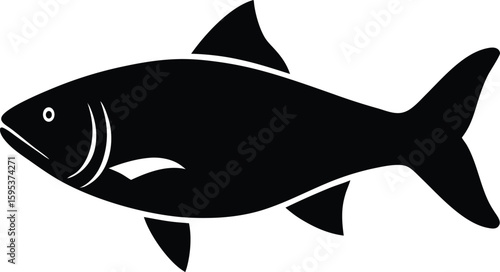 Salmon Silhouette Vector Art Illustration