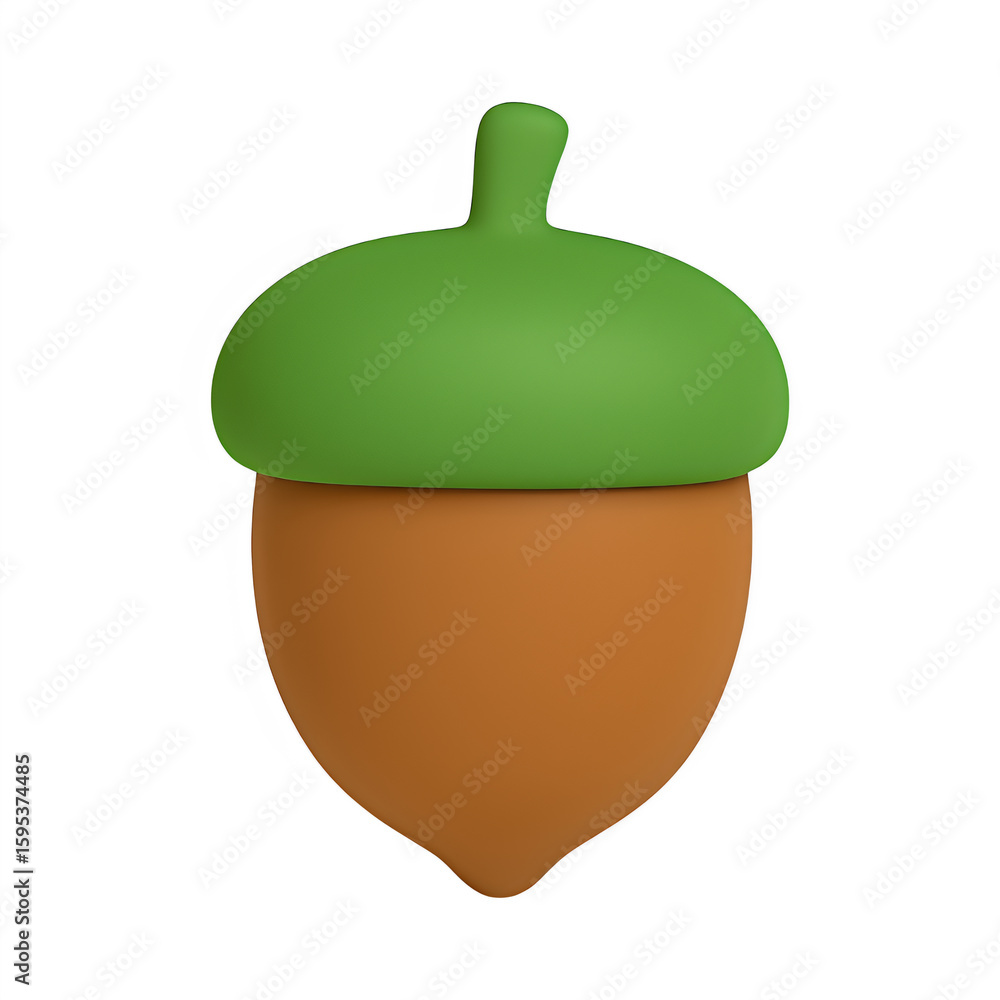 Obraz premium 3d acorn icon isolated on transparent background. nature or autumn concept