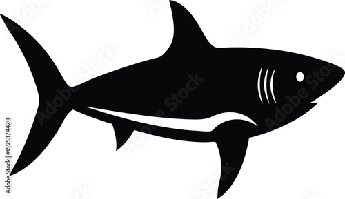 Shark Silhouette Vector Art Illustration
