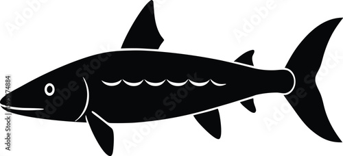 Sturgeon Silhouette Vector Art Illustration
