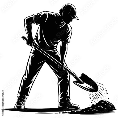 Man digging with a shovel tool