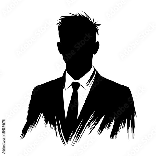 Key employee silhouette in black and white, an iconic representation of corporate leadership. Key employee concept features a businessman figure, a symbol of strength, and a decisive persona.