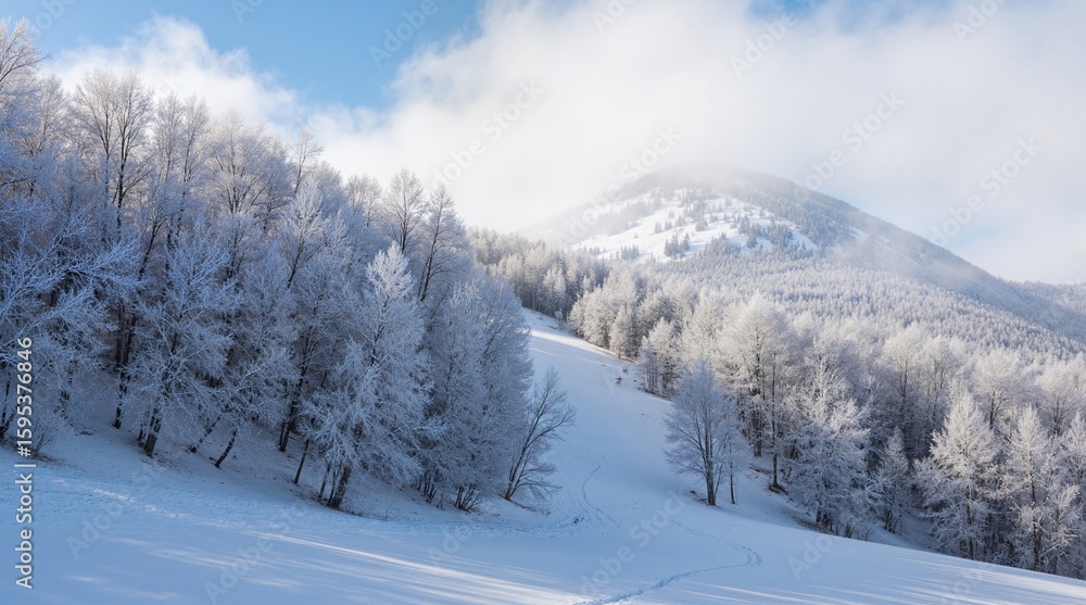 Snow-Covered Trees in the Clear Winter Mountains Snow-Covered Trees in the Clear Winter Mountains