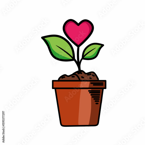 Pot plant outline icon with linear style . Plant in pot simple line vector icon for mobile concept and web design. Single potter plan.