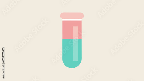 Pastel Pink and Teal Minimalist Test Tube Icon medical