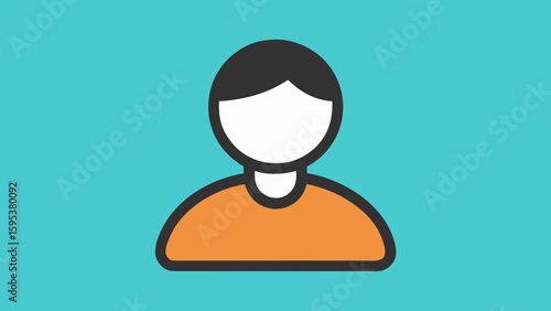Orange Shirt User Profile Icon Flat Design Teal Background