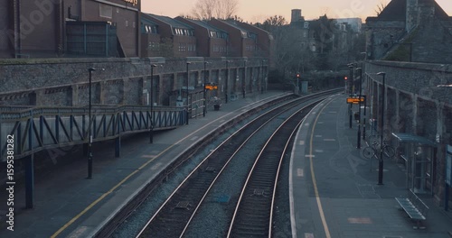 Abandoned empty train station during pandemic lockdown