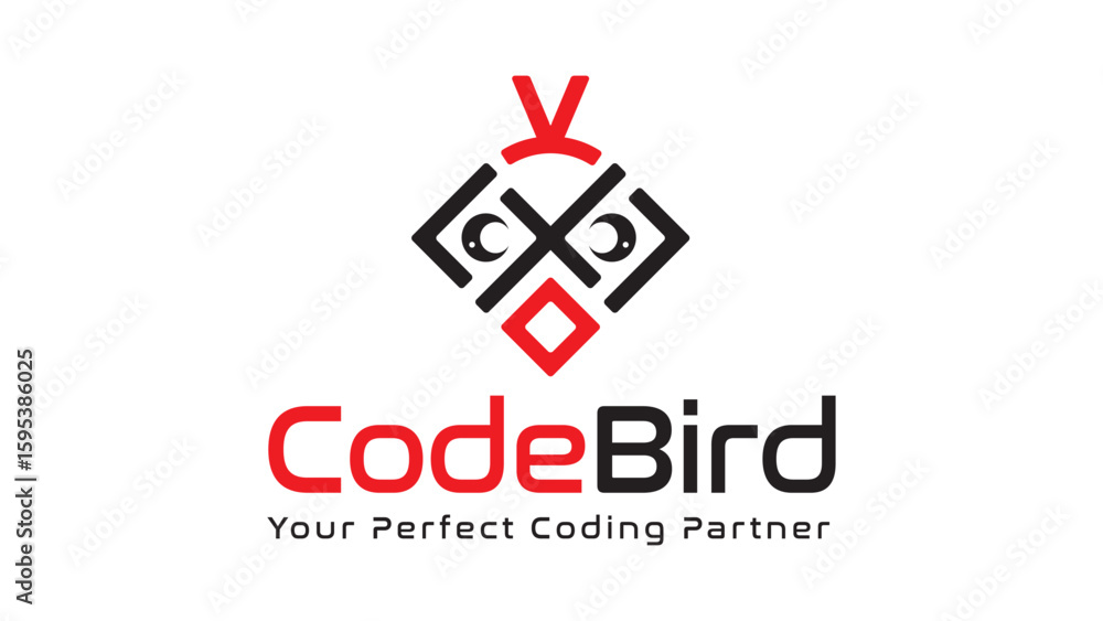 Obraz premium LogoCode Bird Logo, Tech Logo, Technology Bird, Angry Bird Logo
