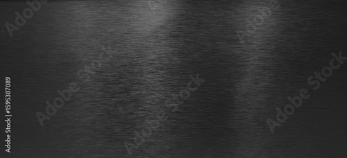Brushed dark black metal texture with horizontal grain and subtle reflections, ideal for backgrounds, luxurious designs, and industrial aesthetics.