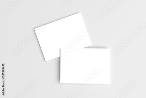 Postcard A6 for mockup isolated on gray background. Blank white 3D rendering