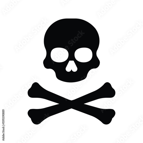 Skull crossbones danger warning poison symbol icon vector illustration for hazard death threat toxic scary gothic caution design graphic.