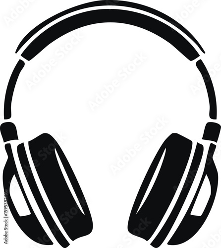 headphones logo silhouette bold and minimal icon vector illustration.listen, music, silhouette, sound, ear, audio, device, illustration, modern, design, earphones, icon, vector, bass, entertainment, 