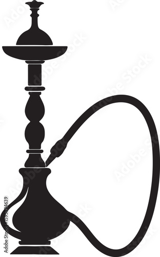 hookah silhouette, black and white silhouette, vector and illustration