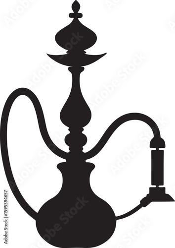 hookah silhouette, black and white silhouette, vector and illustration