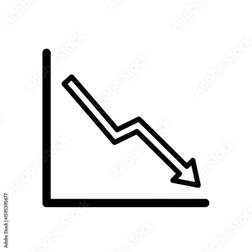 Downward trend line graph representing declining data concept of vector icon  