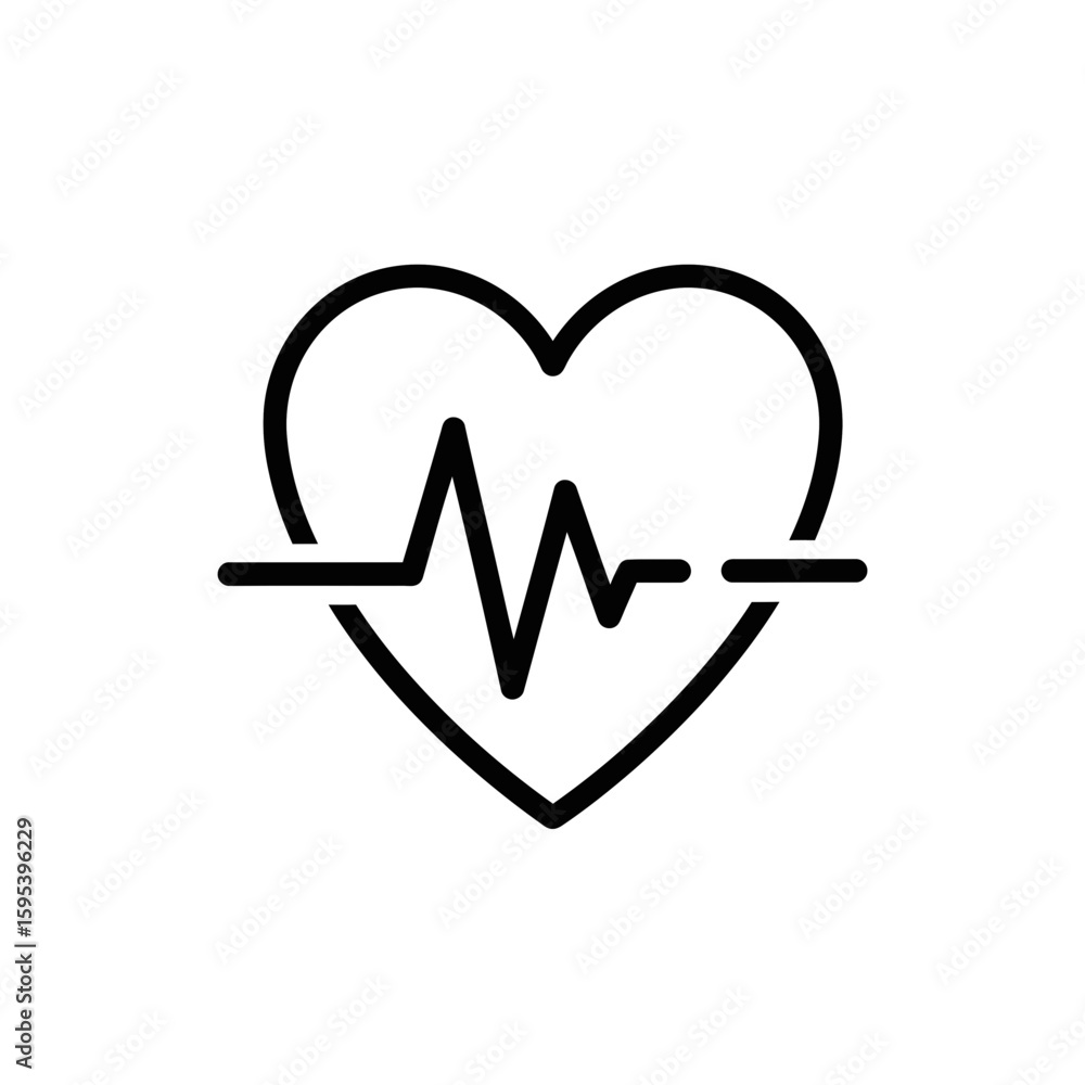 Heart icon with heartbeat line representing weight loss concept Heart icon with heartbeat line representing weight loss concept