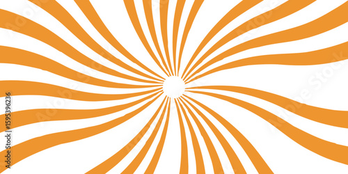 Orange sunburst rays background with concentrated lines Sun sunburst texture vintage background. Stripes sunburst rotating motion. Abstract Comic Cartoon Sunlight Background. Modern seamless retro