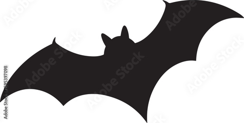 A single dark vector silhouette of a bat on a white background,perfect for Halloween designs, A minimalistic black bat silhouette for spooky invitations and seasonal graphics
