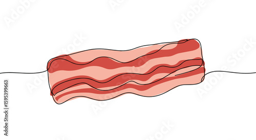 Bacon strip in minimalist line art style on white background