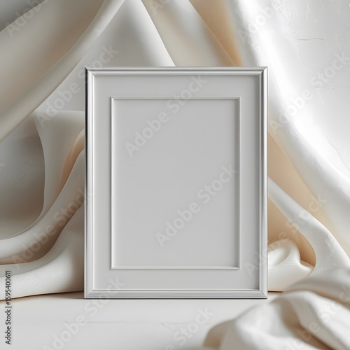 White rectangular photo or picture frame template mockup