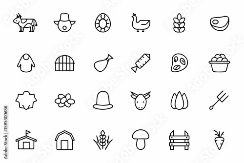 A natural and rustic collection showing the origin of meat and foods, from animal to kitchen—ideal for farm shops, organic markets, and educational use