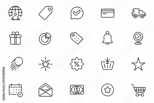 Tailored for online platforms, this bundle provides versatile icons for digital marketplaces, shopping apps, and deal banners