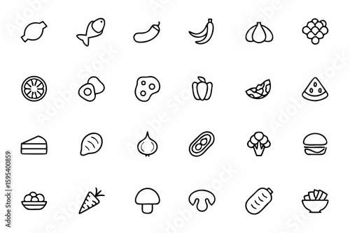 A balanced food-themed collection that includes meat alongside other protein-rich foods—perfect for diet planners, meal prep brands, or nutritionists